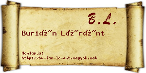 Burián Lóránt névjegykártya
