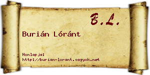 Burián Lóránt névjegykártya